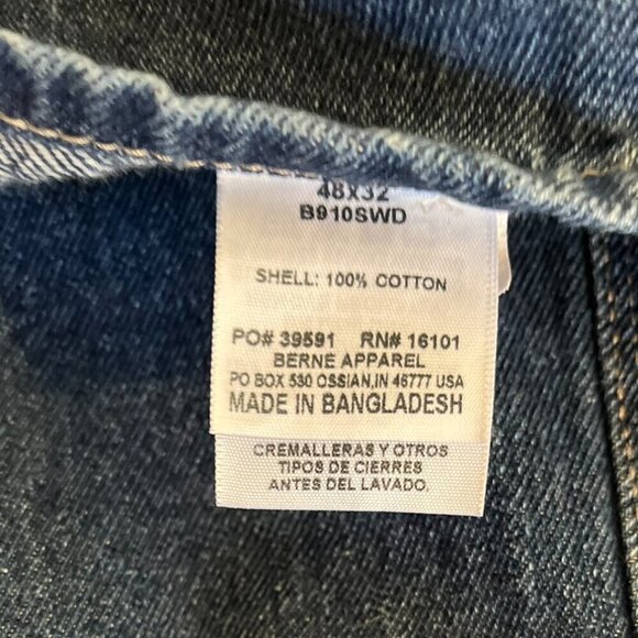 Berne Men's Heritage Unlined Washed Denim Bib Farm-House Chore Overalls Sz 48x32 - Picture 6 of 11